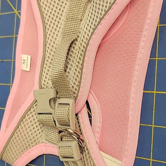 Pink & Gray Mesh Pet Buckle & Velcro Harness 12"/13" Around 6" Length - Picture 7 of 11